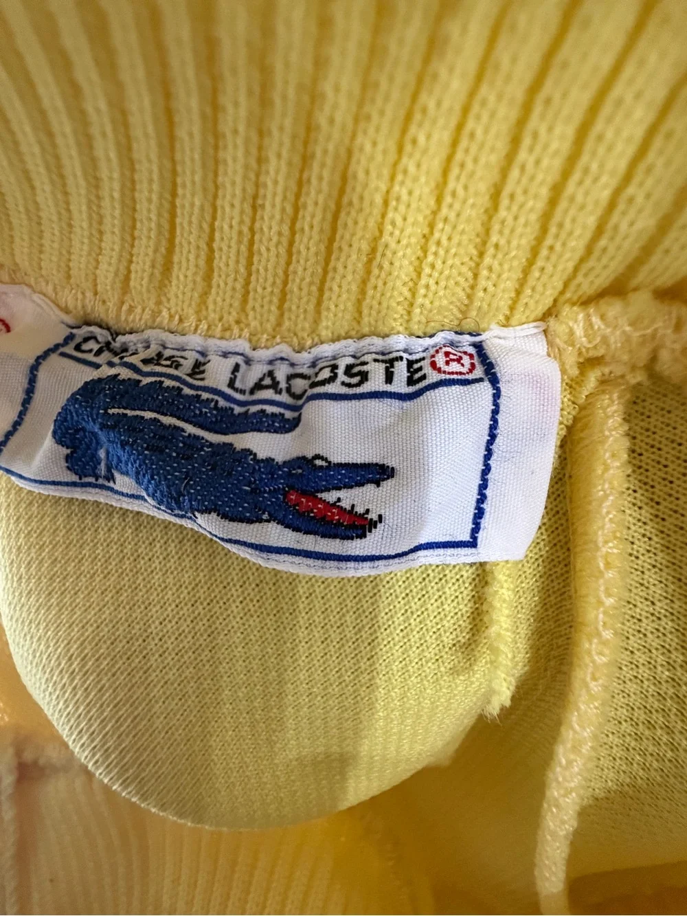 Lacoste Yellow Short Sleeve Knit Tunic with Ribbed Mock Neck